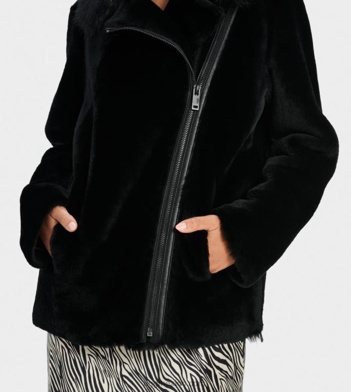 negro 00NF185 UGG mujer chaqueta nadine corta de borrego