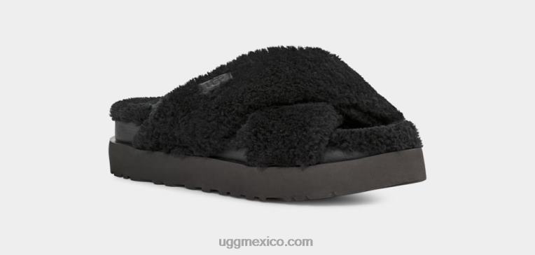 negro 00NF476 UGG mujer tobogán cruzado de azúcar fuzz