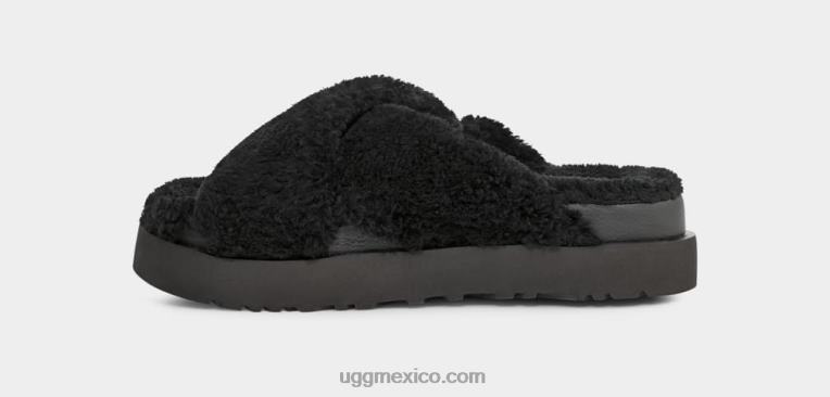 negro 00NF476 UGG mujer tobogán cruzado de azúcar fuzz