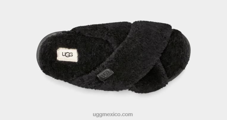 negro 00NF476 UGG mujer tobogán cruzado de azúcar fuzz