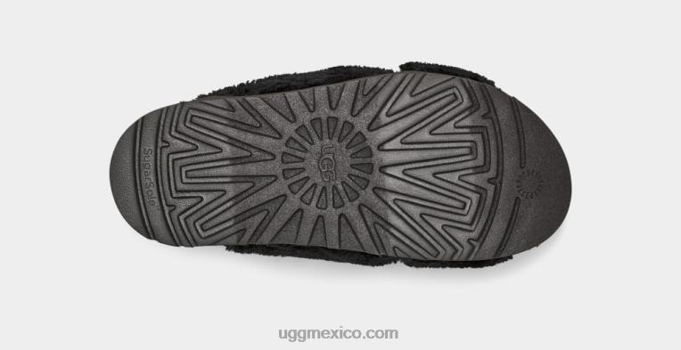 negro 00NF476 UGG mujer tobogán cruzado de azúcar fuzz