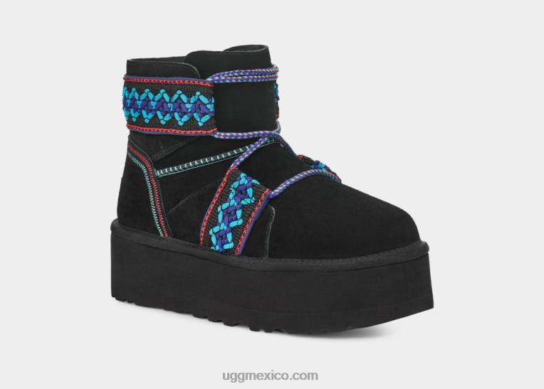 negro 00NF654 UGG mujer plataforma trenzada clásica mini ii
