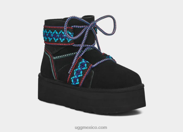 negro 00NF654 UGG mujer plataforma trenzada clásica mini ii