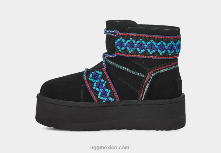 negro 00NF654 UGG mujer plataforma trenzada clásica mini ii
