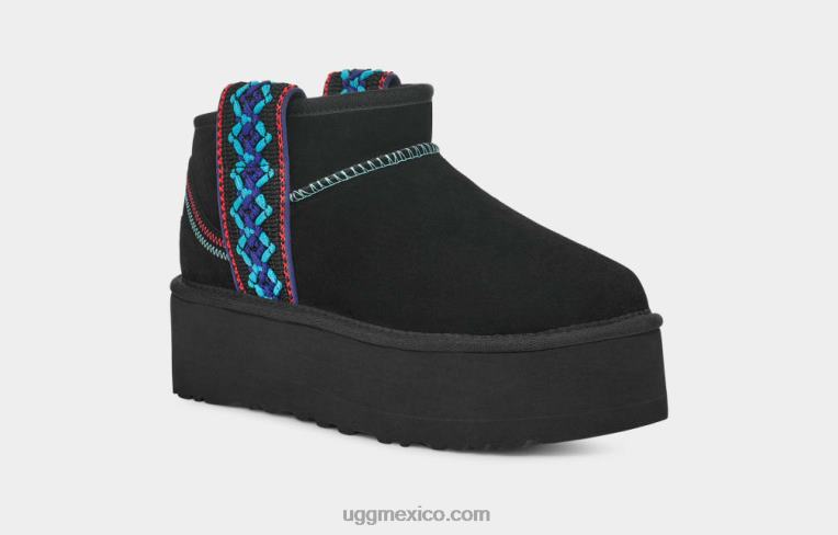 negro 00NF657 UGG mujer plataforma ultra mini trenza clásica