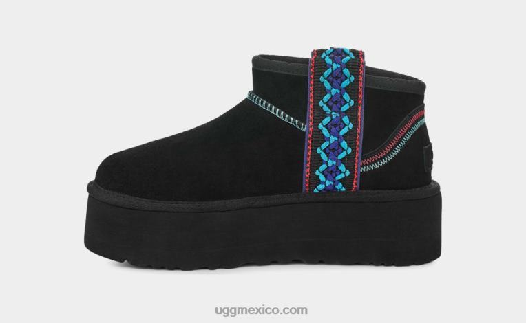 negro 00NF657 UGG mujer plataforma ultra mini trenza clásica
