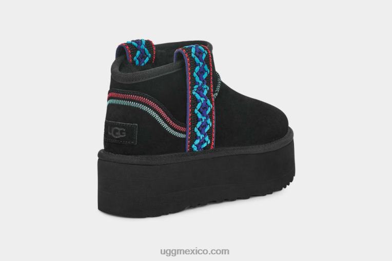 negro 00NF657 UGG mujer plataforma ultra mini trenza clásica