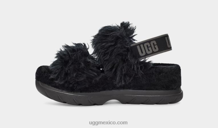 negro 00NF740 UGG mujer sandalia de azúcar de pelusa