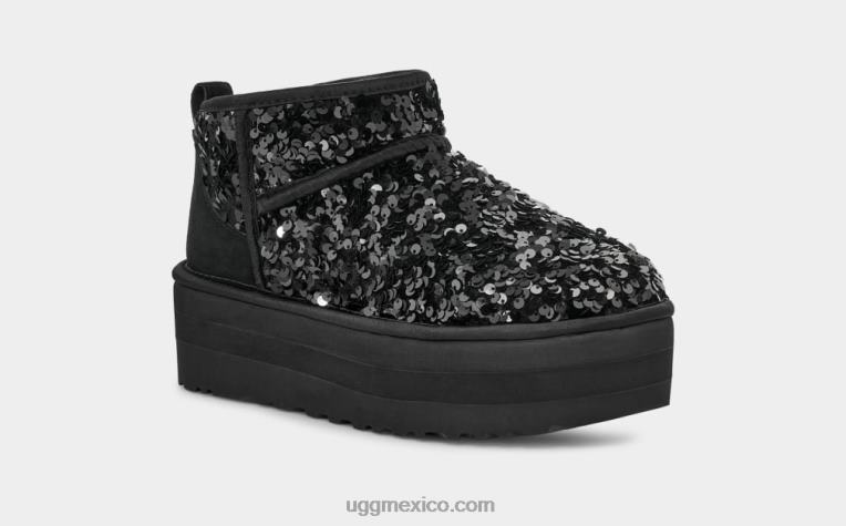 negro 00NF782 UGG mujer Lentejuela ultra mini gruesa