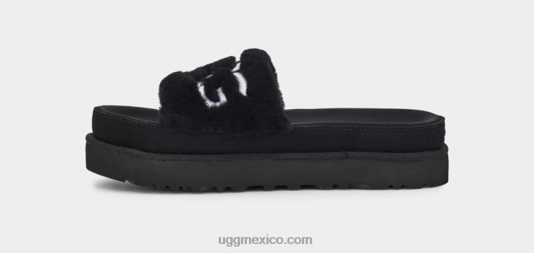negro 00NF829 UGG mujer tobogán de pelo latón