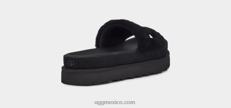 negro 00NF829 UGG mujer tobogán de pelo latón