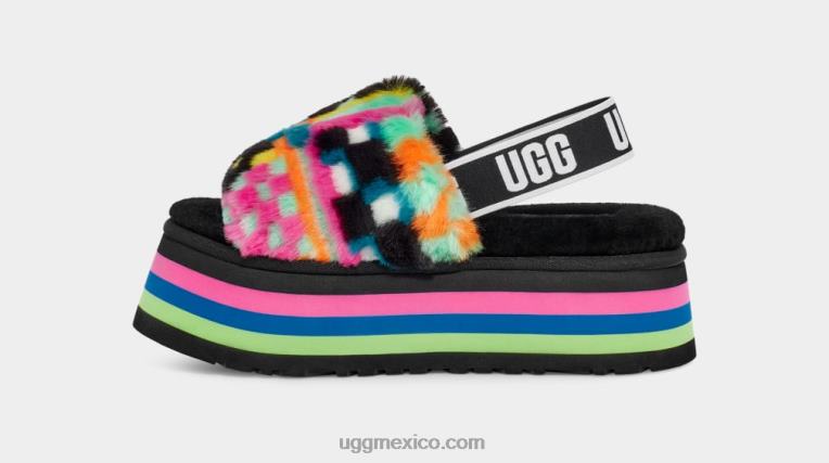 negro multi 00NF58 UGG mujer diapositiva de cheques disco