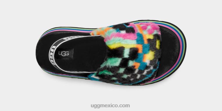 negro multi 00NF58 UGG mujer diapositiva de cheques disco