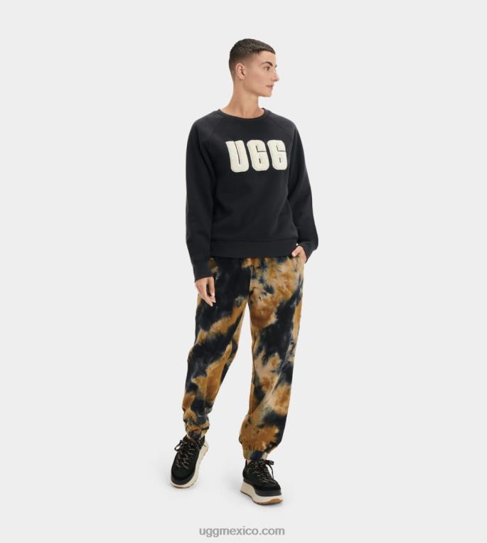 negro/crema 00NF1018 UGG mujer cuello redondo con logo borroso de madeline