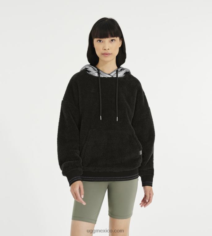 negro/plata 00NF1374 UGG mujer sudadera con capucha sherpa loyra metalizada