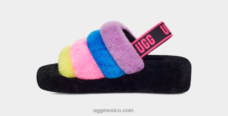 negro/rosa chicloso multi 00NF846 UGG mujer pelusa sí rayas deslizantes