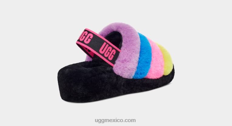 negro/rosa chicloso multi 00NF846 UGG mujer pelusa sí rayas deslizantes