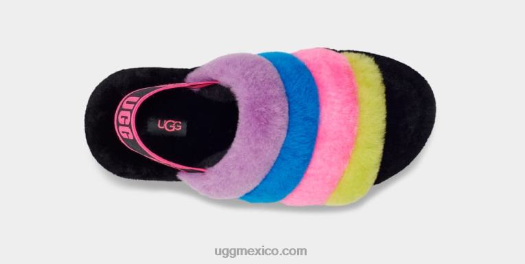 negro/rosa chicloso multi 00NF846 UGG mujer pelusa sí rayas deslizantes