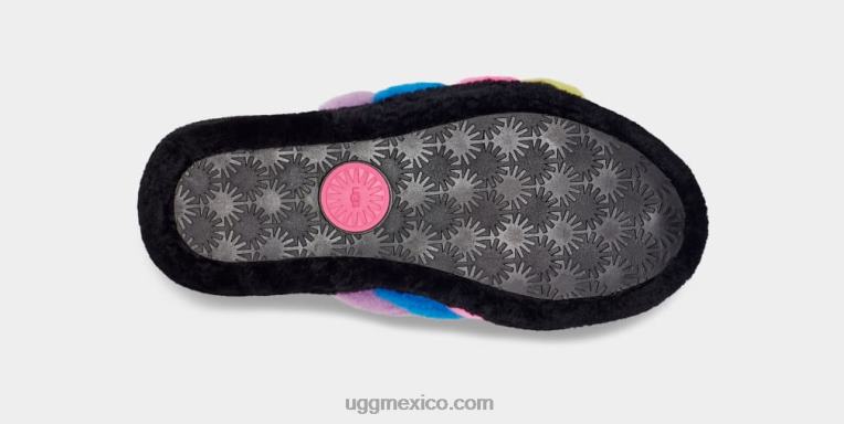 negro/rosa chicloso multi 00NF846 UGG mujer pelusa sí rayas deslizantes