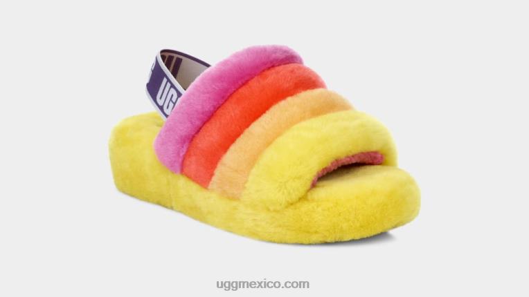 orgullo arcoiris amarillo 00NF838 UGG mujer orgullo pelusa sí diapositiva