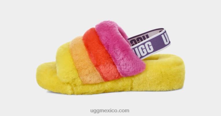 orgullo arcoiris amarillo 00NF838 UGG mujer orgullo pelusa sí diapositiva