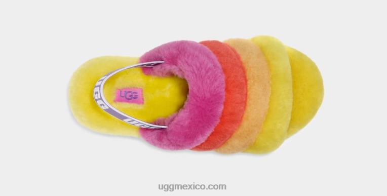 orgullo arcoiris amarillo 00NF838 UGG mujer orgullo pelusa sí diapositiva