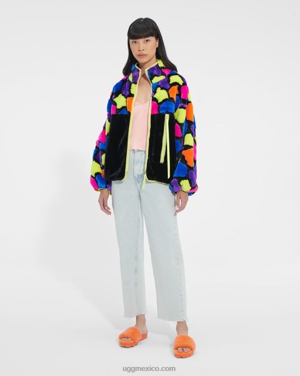 puntos de fiesta negros 00NF181 UGG mujer chaqueta sherpa marlene multicolor