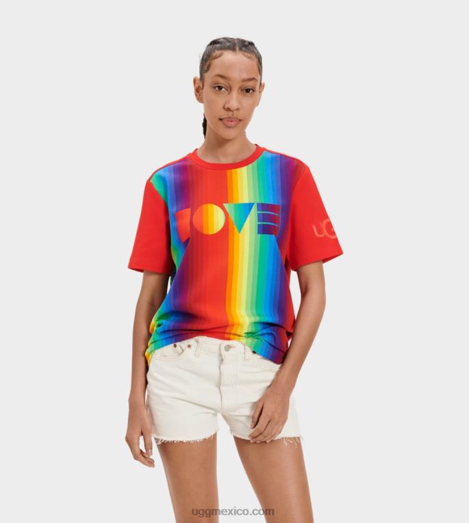 rayas arcoiris 00NF1192 UGG todos los géneros camiseta con el logo del orgullo