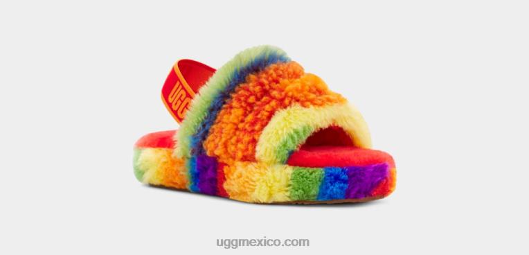 rayas arcoiris 00NF262 UGG niños pelusa sí diapositiva cali collage
