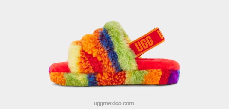 rayas arcoiris 00NF262 UGG niños pelusa sí diapositiva cali collage