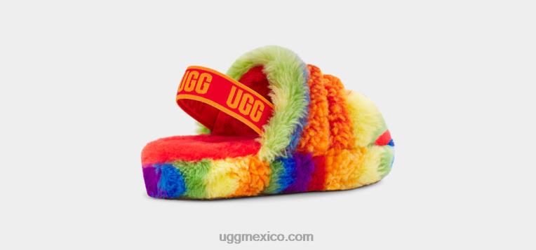 rayas arcoiris 00NF262 UGG niños pelusa sí diapositiva cali collage