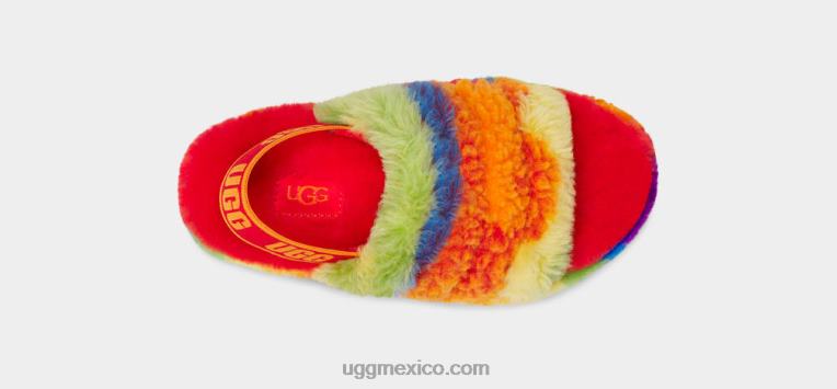 rayas arcoiris 00NF262 UGG niños pelusa sí diapositiva cali collage