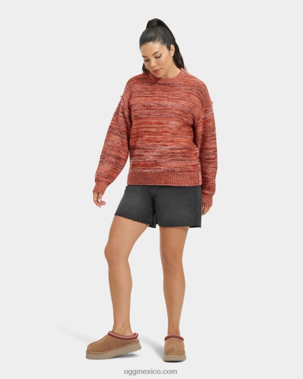 rosa salmón multicolor 00NF1062 UGG mujer suéter avianna con cuello redondo