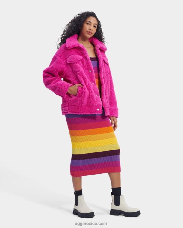 rosa solferino 00NF990 UGG mujer chamarra de camionero frankie sherpa