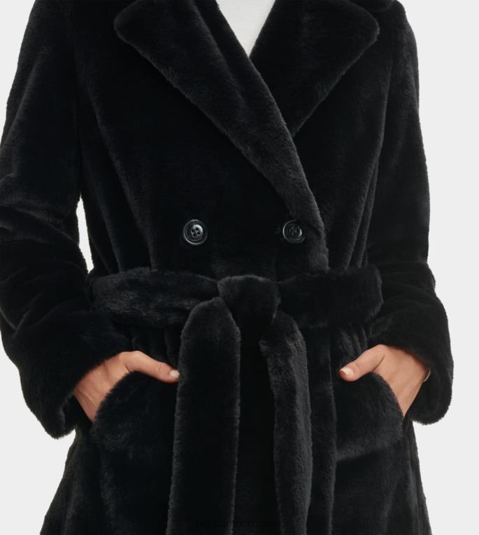 tinta negra 00NF1190 UGG mujer abrigo largo de piel sintética lucinda