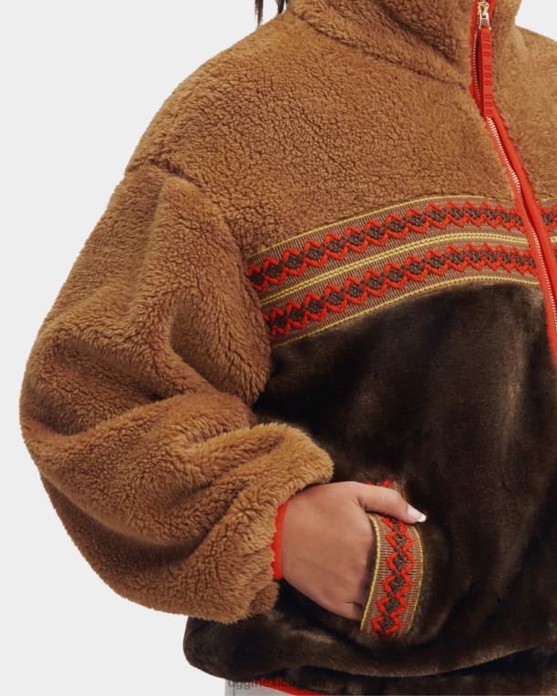 trenza herencia castaña 00NF2167 UGG mujer marlene sherpa chaqueta herencia trenza
