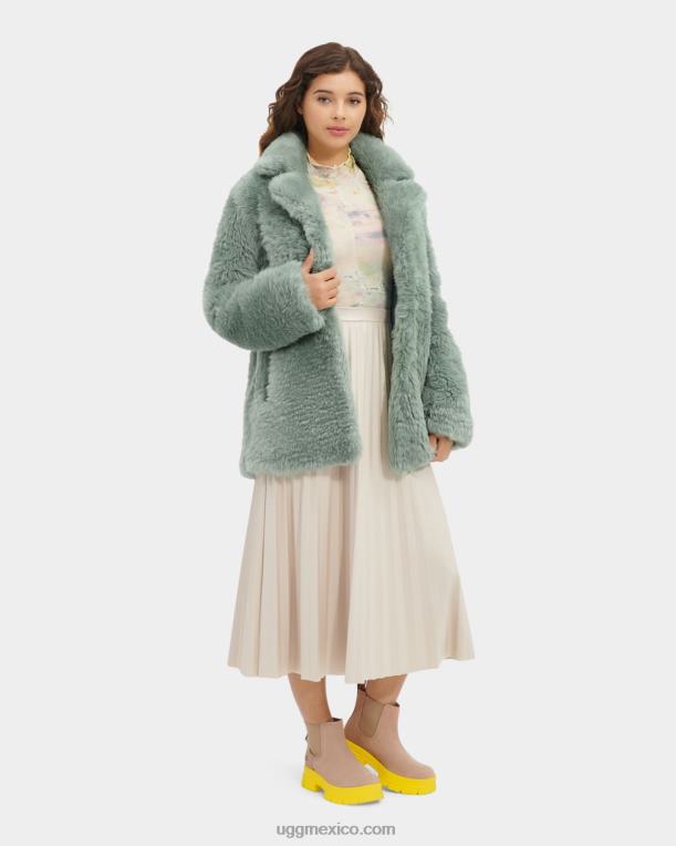 verde chino 00NF157 UGG mujer abrigo corto de piel de oveja lianna