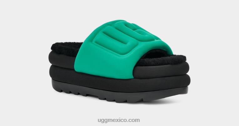 verde esmeralda/negro 00NF758 UGG mujer tobogán gráfico maxi