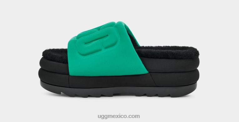 verde esmeralda/negro 00NF758 UGG mujer tobogán gráfico maxi